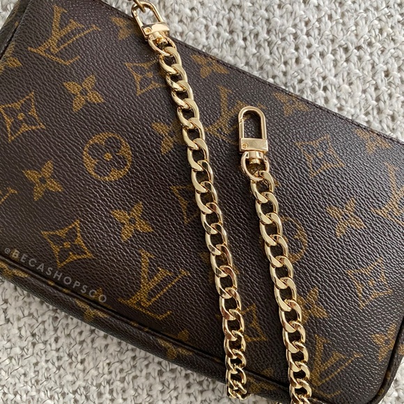 Shoulder Curb Chain Strap Replacement Gold 16” - Picture 3 of 6